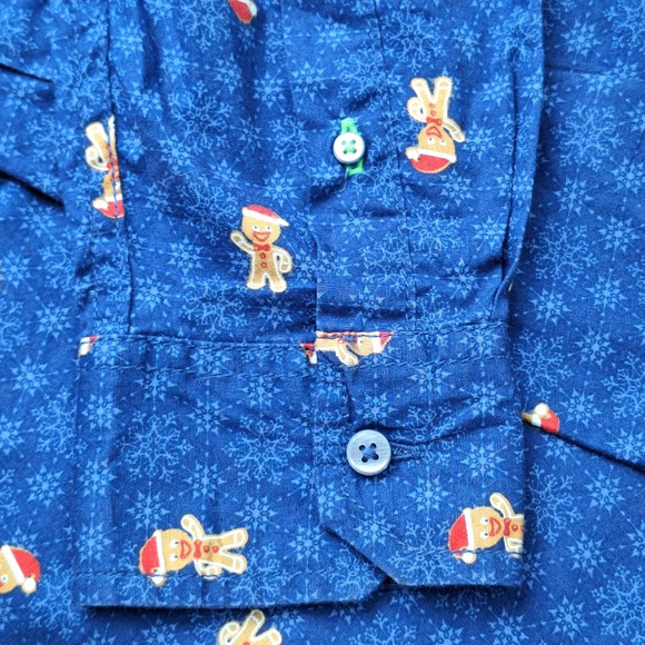 Drill Clothing Co. Large Blue Gingerbread Collared Button Down Long Sleeve Shirt - Picture 10 of 16